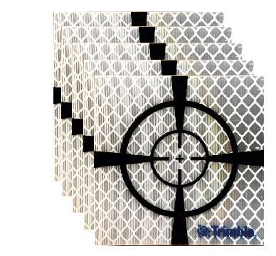 Cibles - Feuilles réfléchissantes 60*60 mm, avec marquage pour la visée (jeu de 5 cibles)